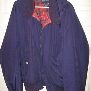 Lands' End Blue Golf Jacket w/ Red Plaid Lining Men's XL